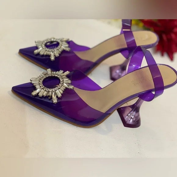 CATHERINE, Catherine Malandrino, Classic purple crystal woman elegant size 6.5 - Picture 4 of 9